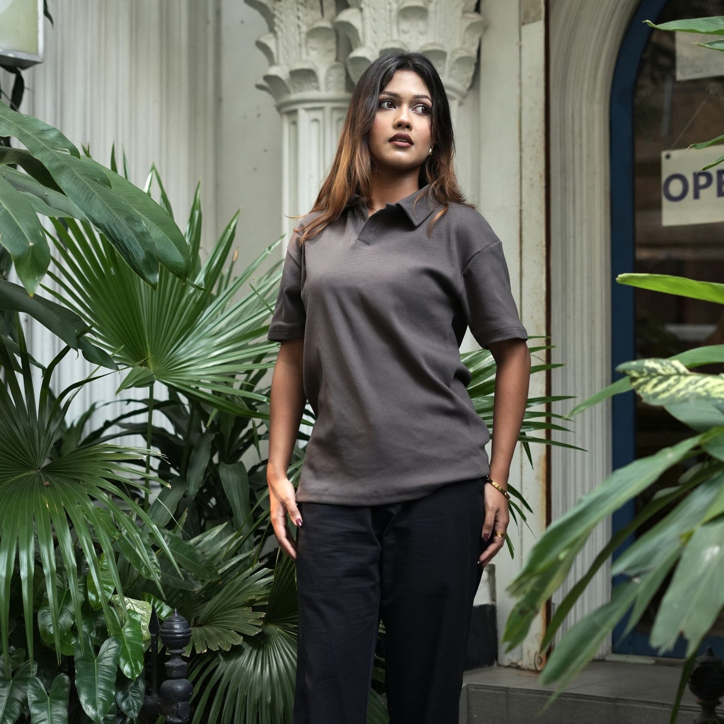 Ribbed Premium Polo | Graphite Gray