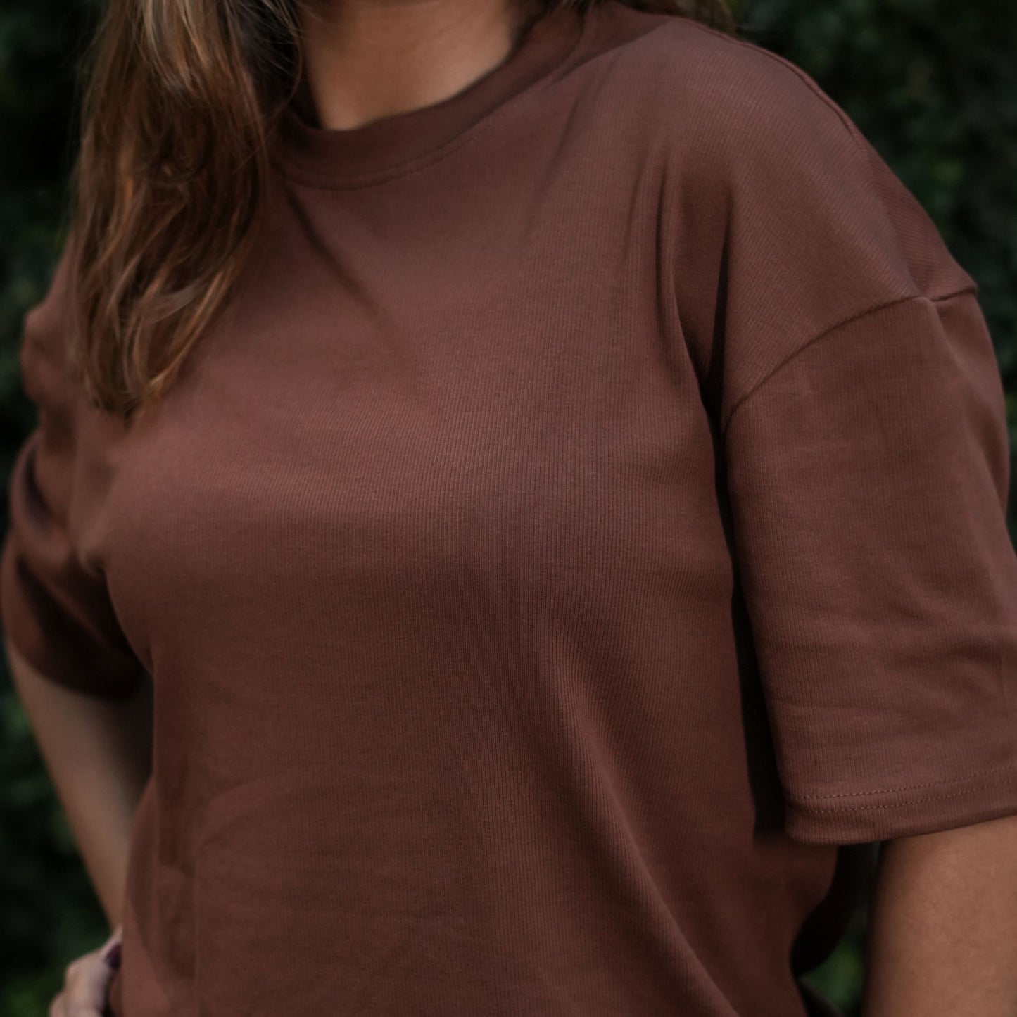 Ribbed Drop Shoulder Light Smooth | Mocha