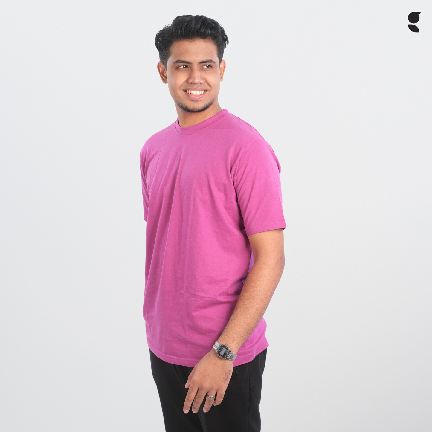 Round Neck Half Sleeve | Megenta