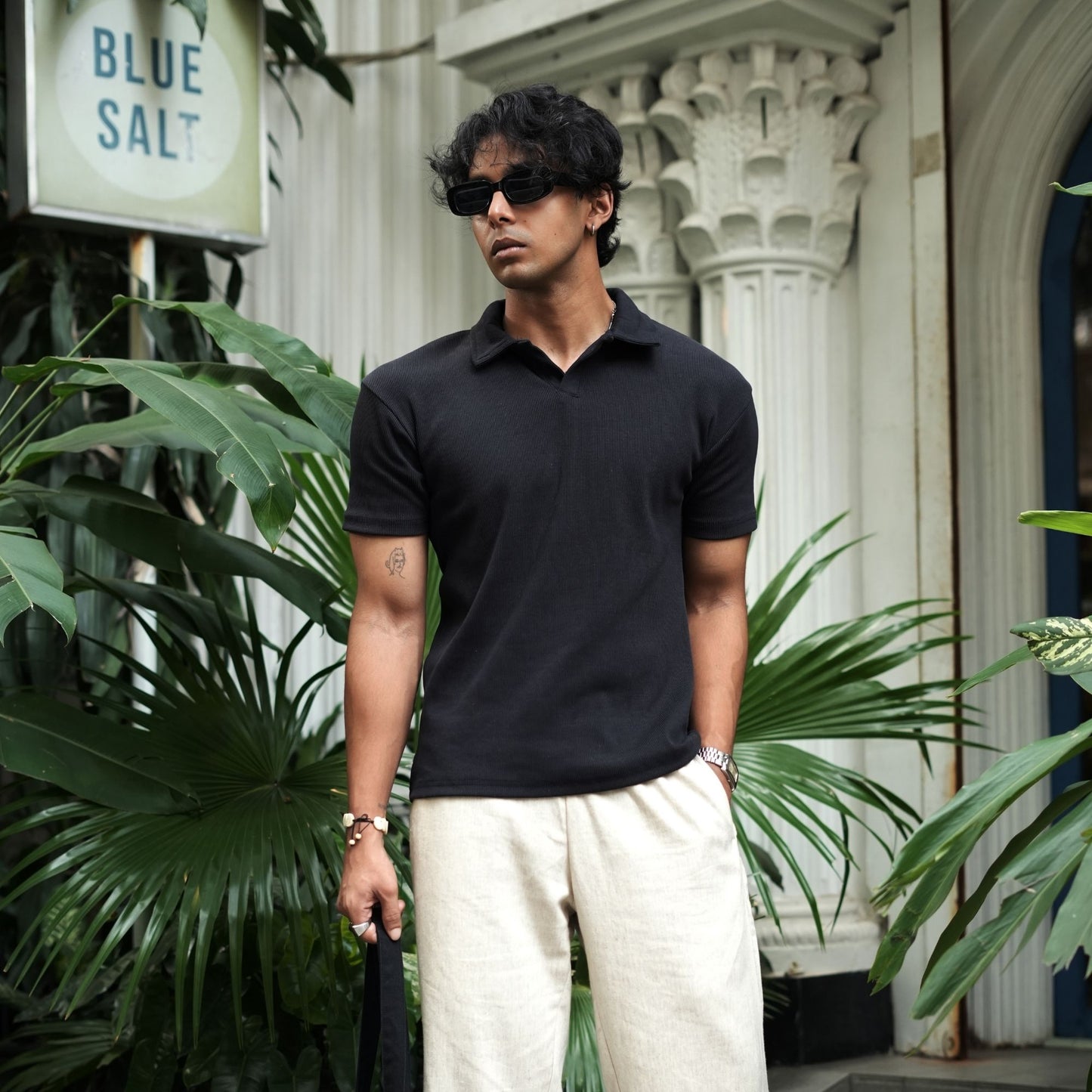 Ribbed Premium Polo | Black