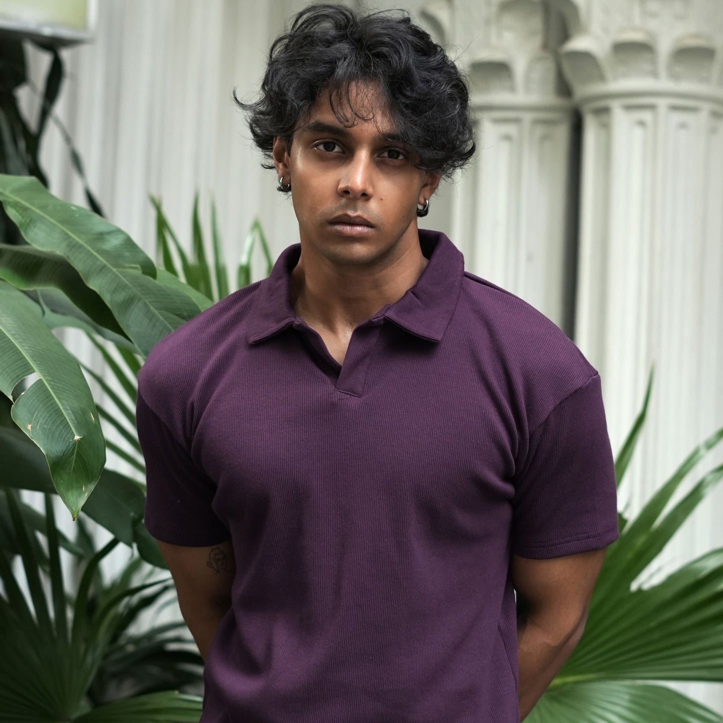 Ribbed Premium Polo | Dark Purple