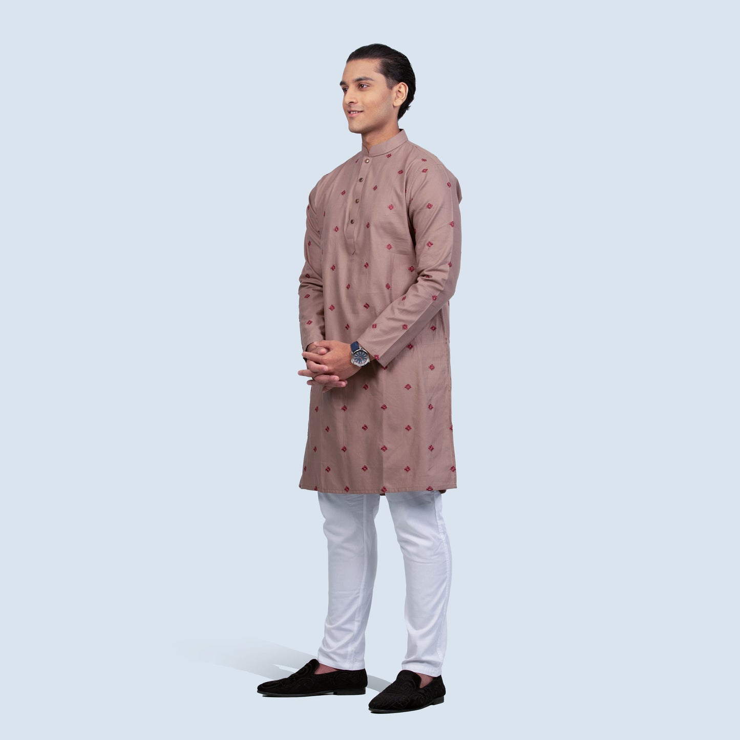 Exclusive Panjabi | Khaki Embroidery