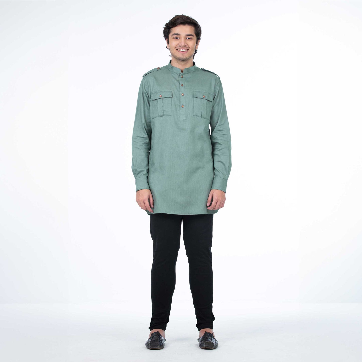 Short Kabli Kurta | Sage