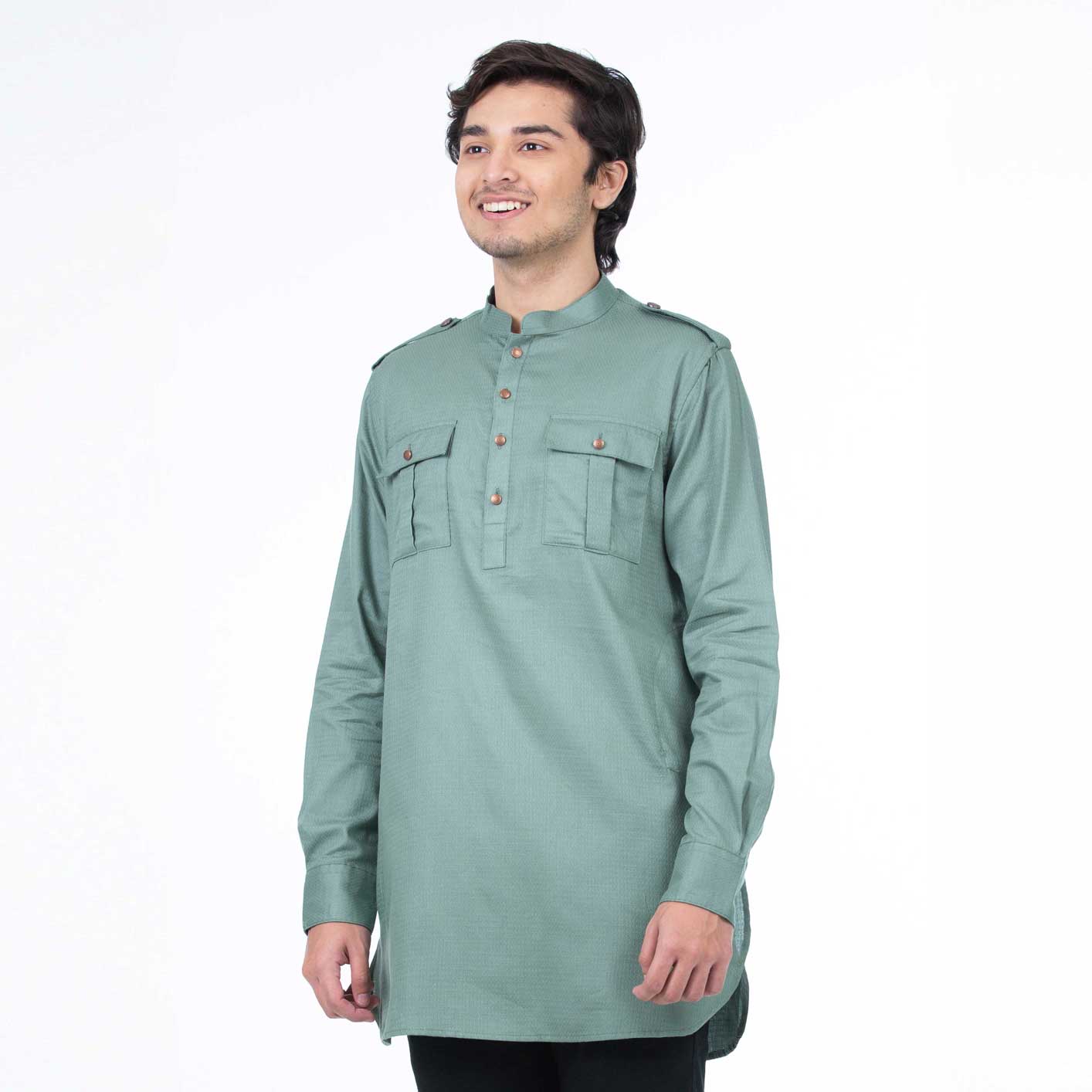 Short Kabli Kurta | Sage