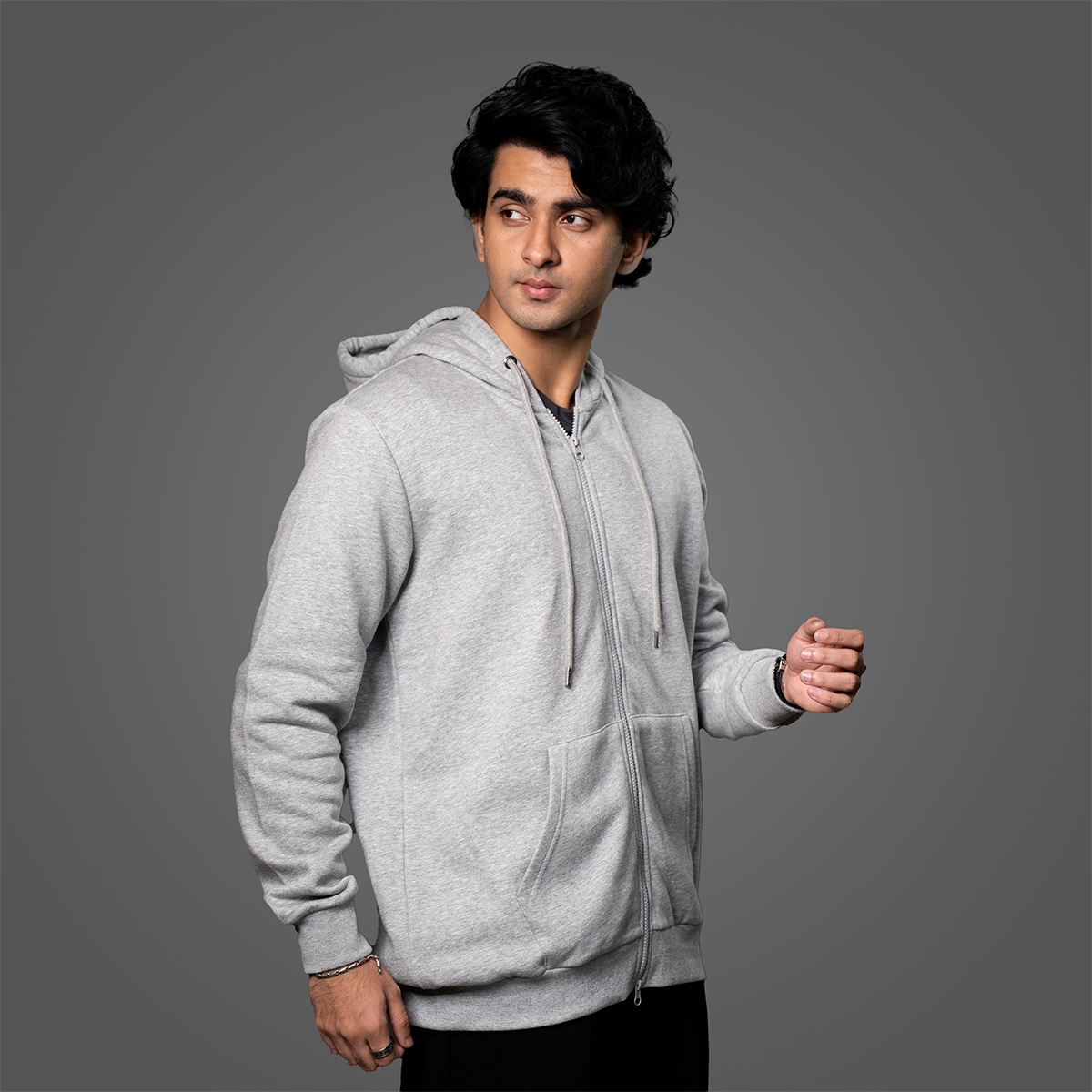 Zip Hoodie Grey Melange