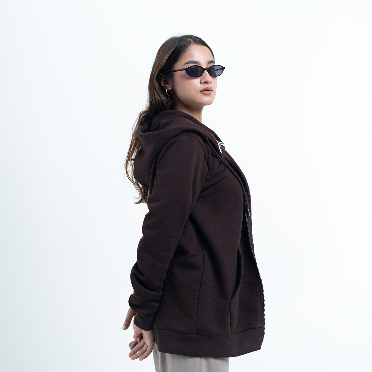 Zip Hoodie Chocolate Brown