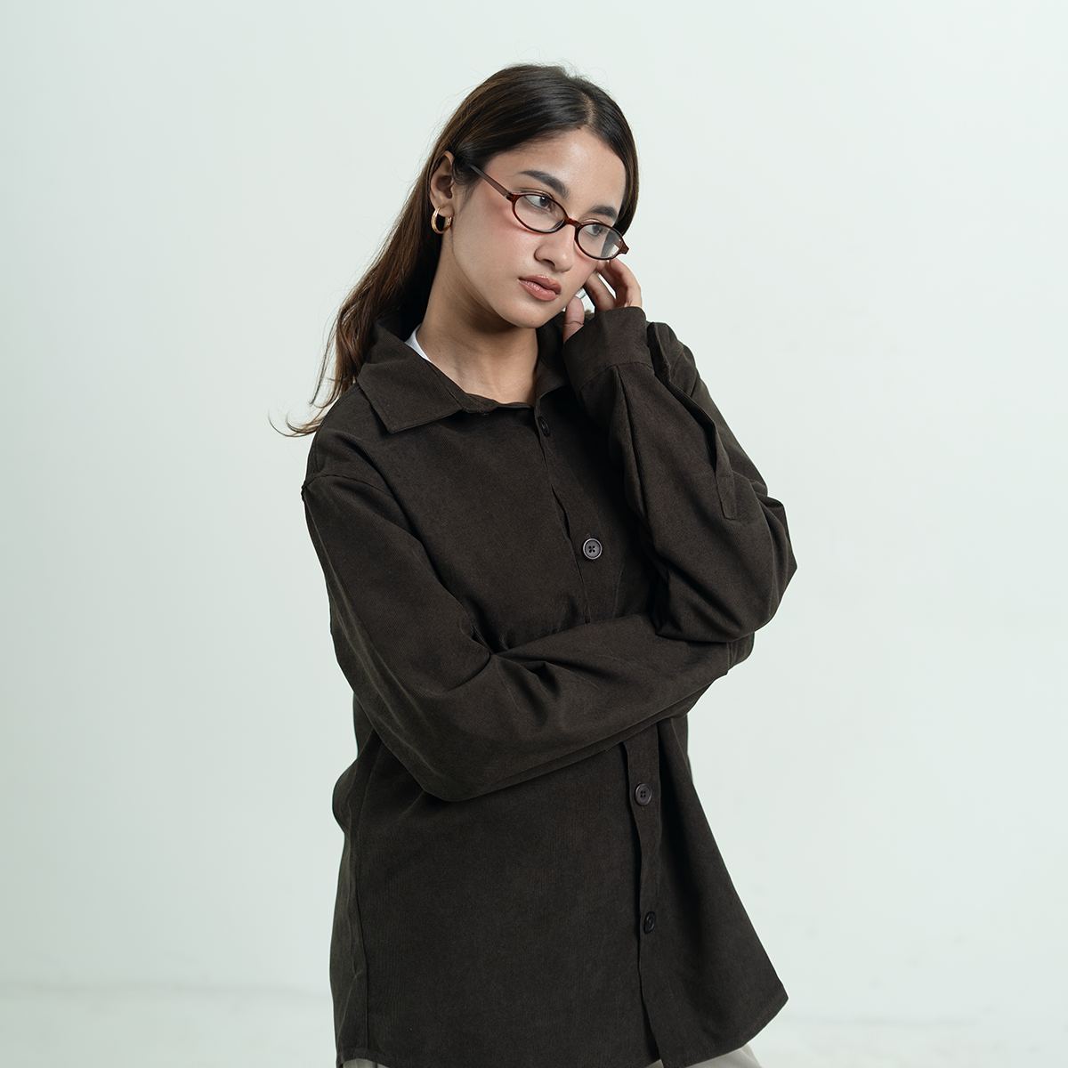 Lightweight Layering Cord Classic Shirt Dark Mocha Brown