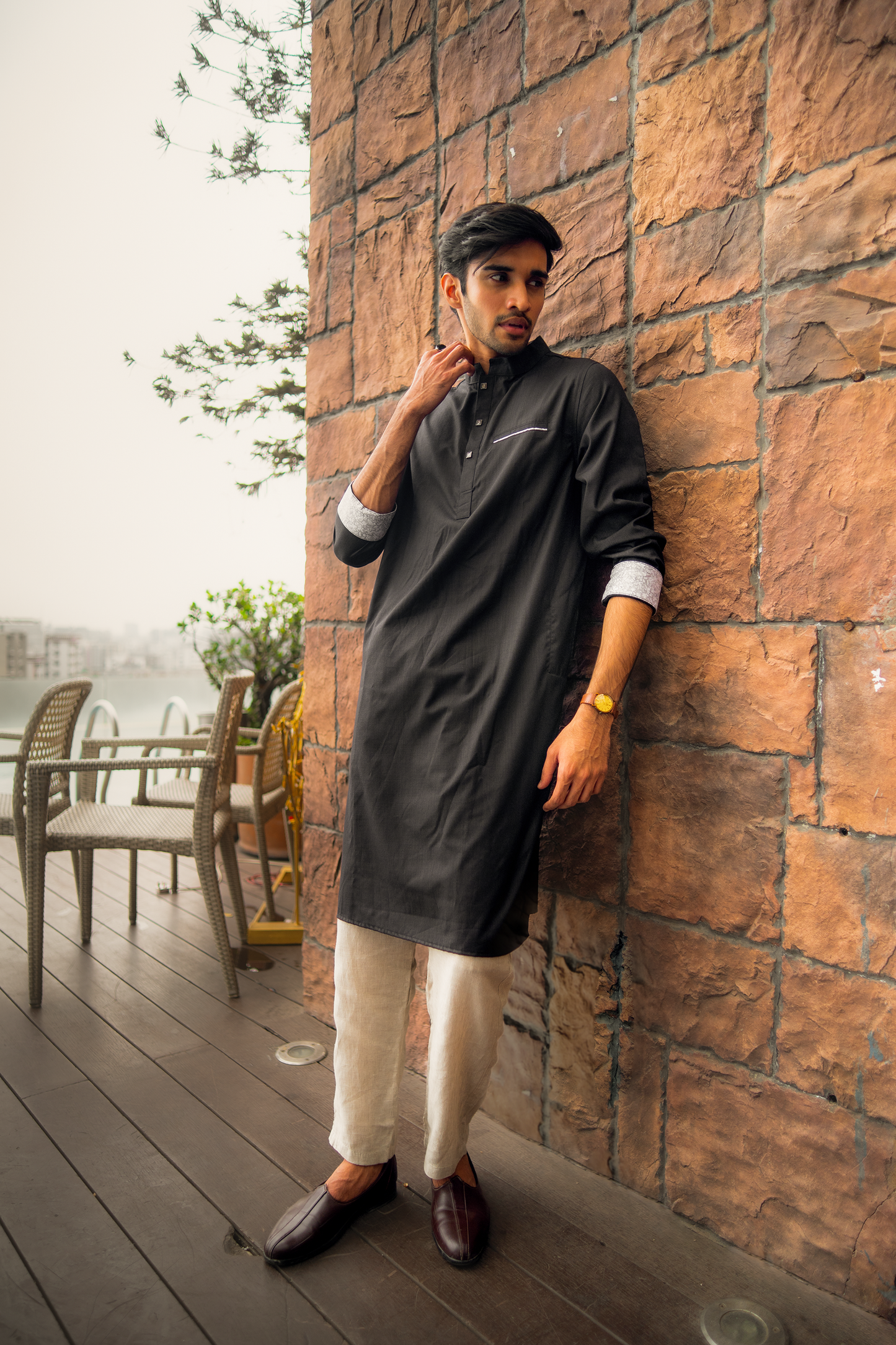 Panjabi | Marble Mist Black
