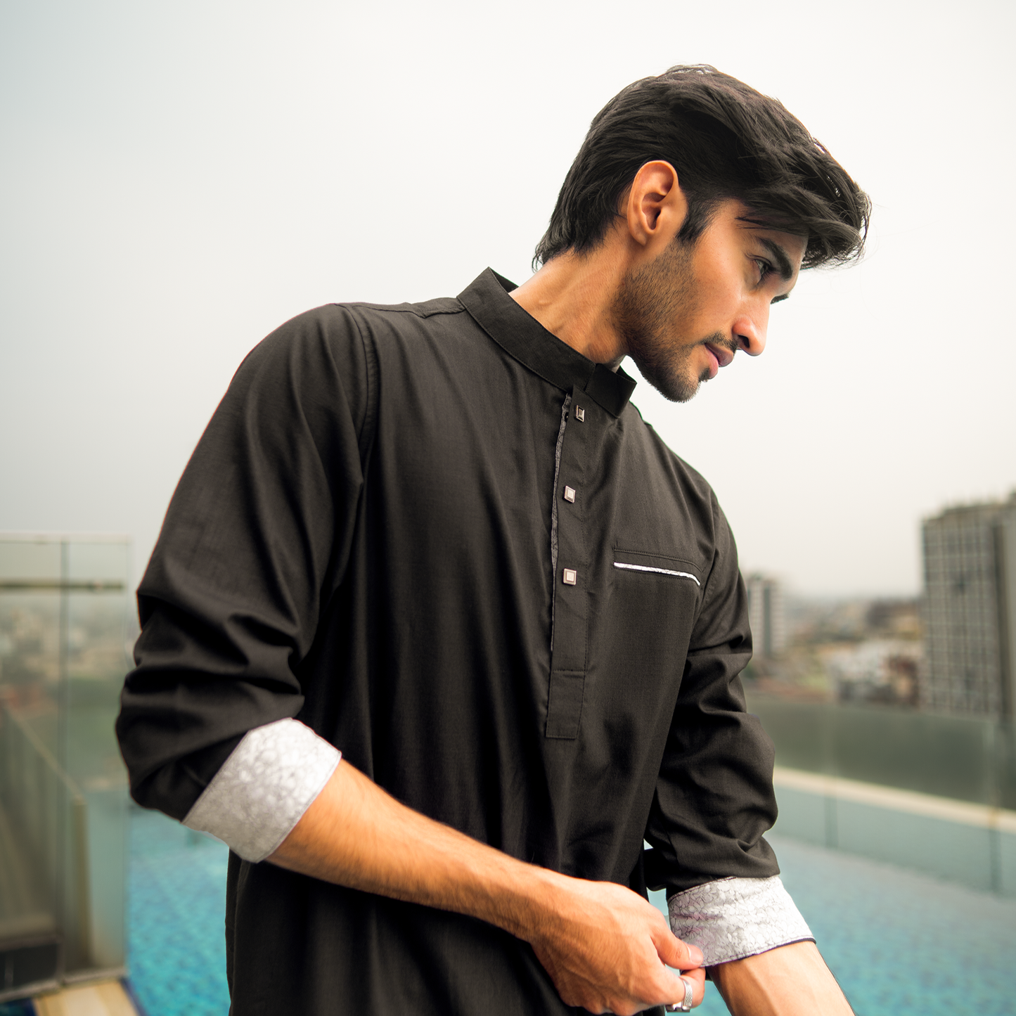 Panjabi | Marble Mist Black