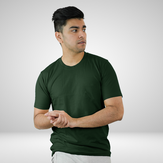 Round Neck Half Sleeve | Forest Green