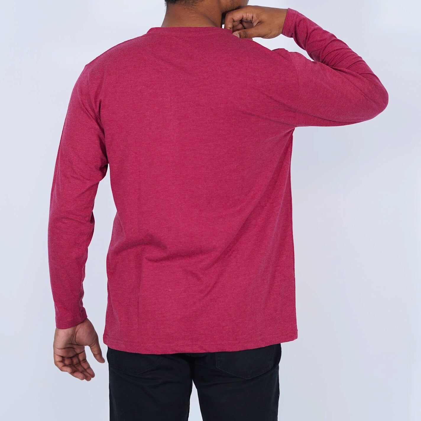 Round Neck Maroon Melange Full Sleeve