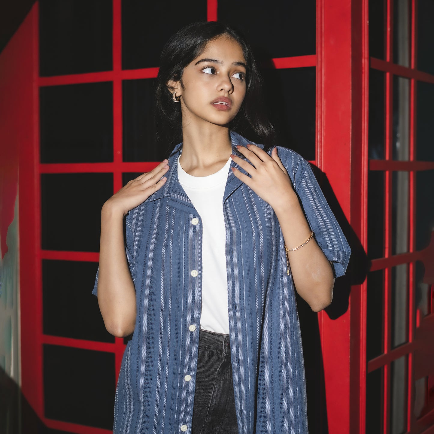 Textured Stripe Shirt |Mica Blue