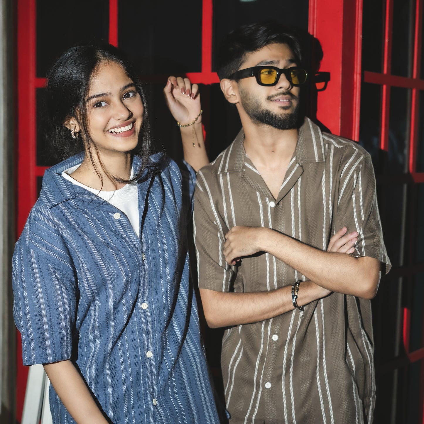 Textured Stripe Shirt | Weed Olive