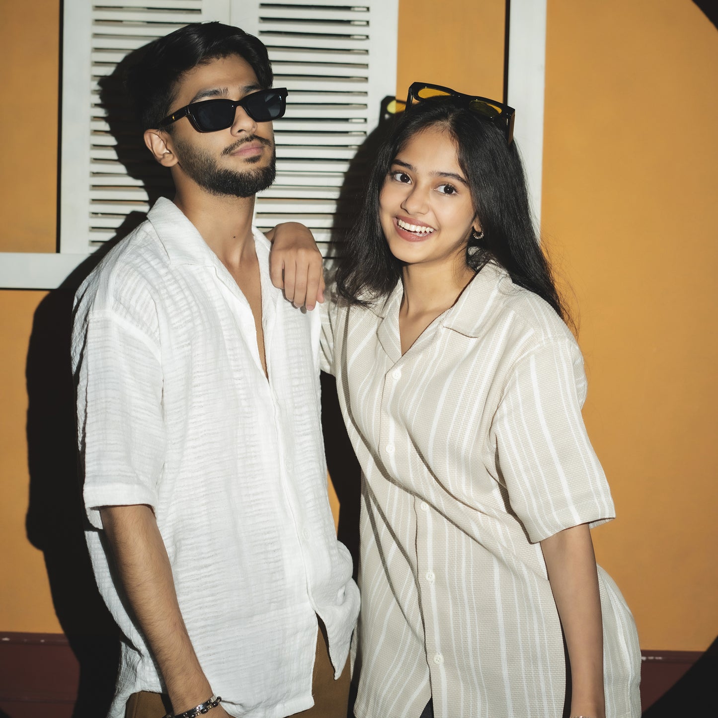 Textured Stripe Shirt |Ecru Cream