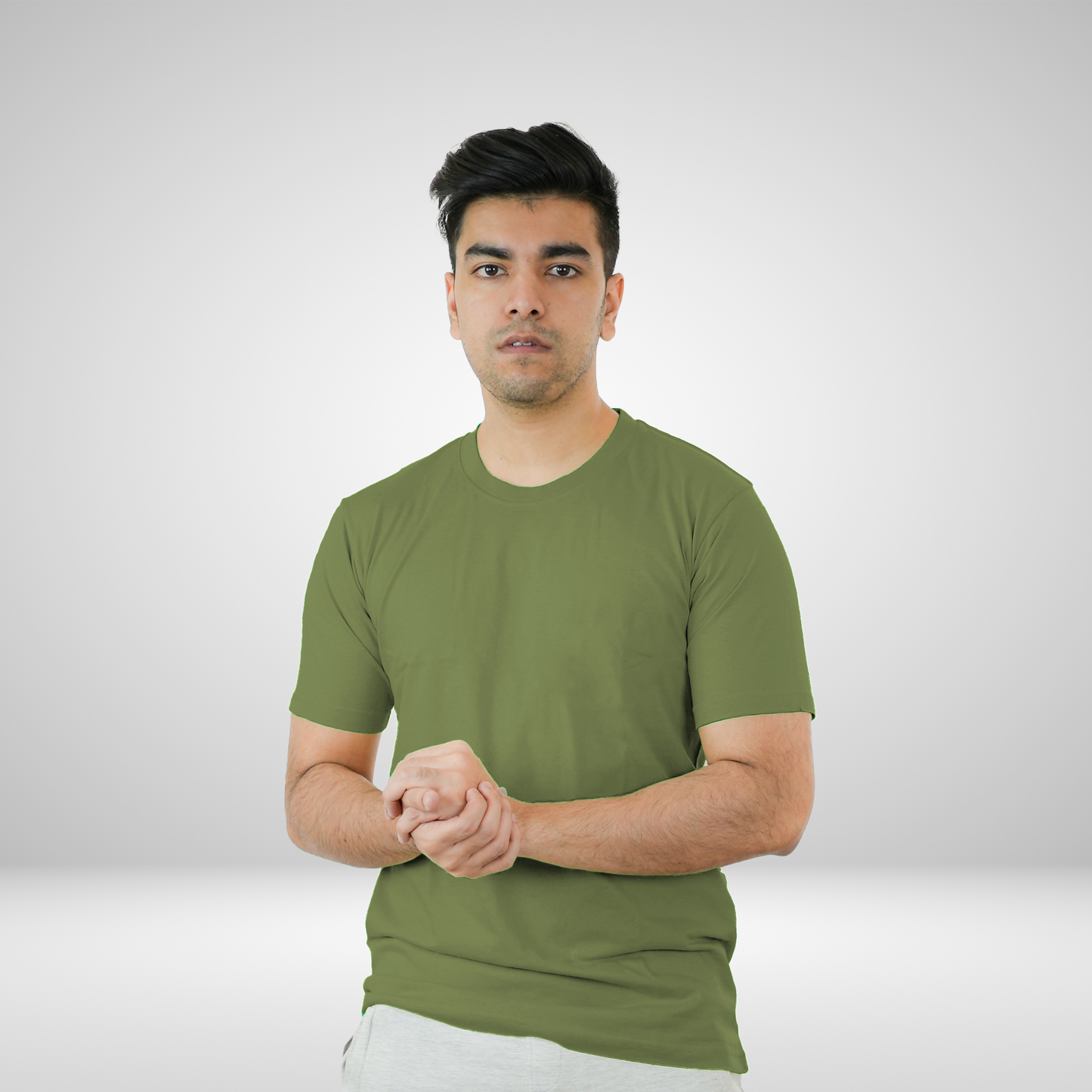 Round Neck Half Sleeve |  Light Olive