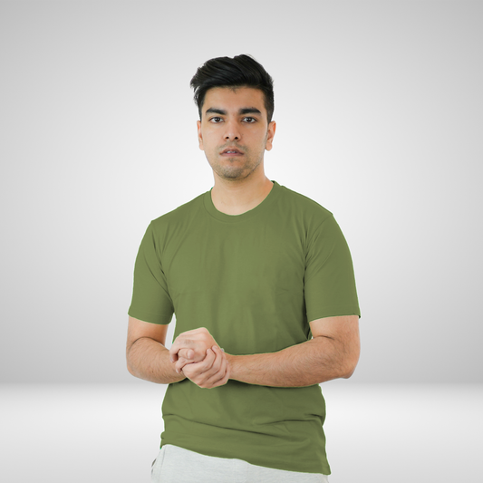 Round Neck Half Sleeve |  Light Olive