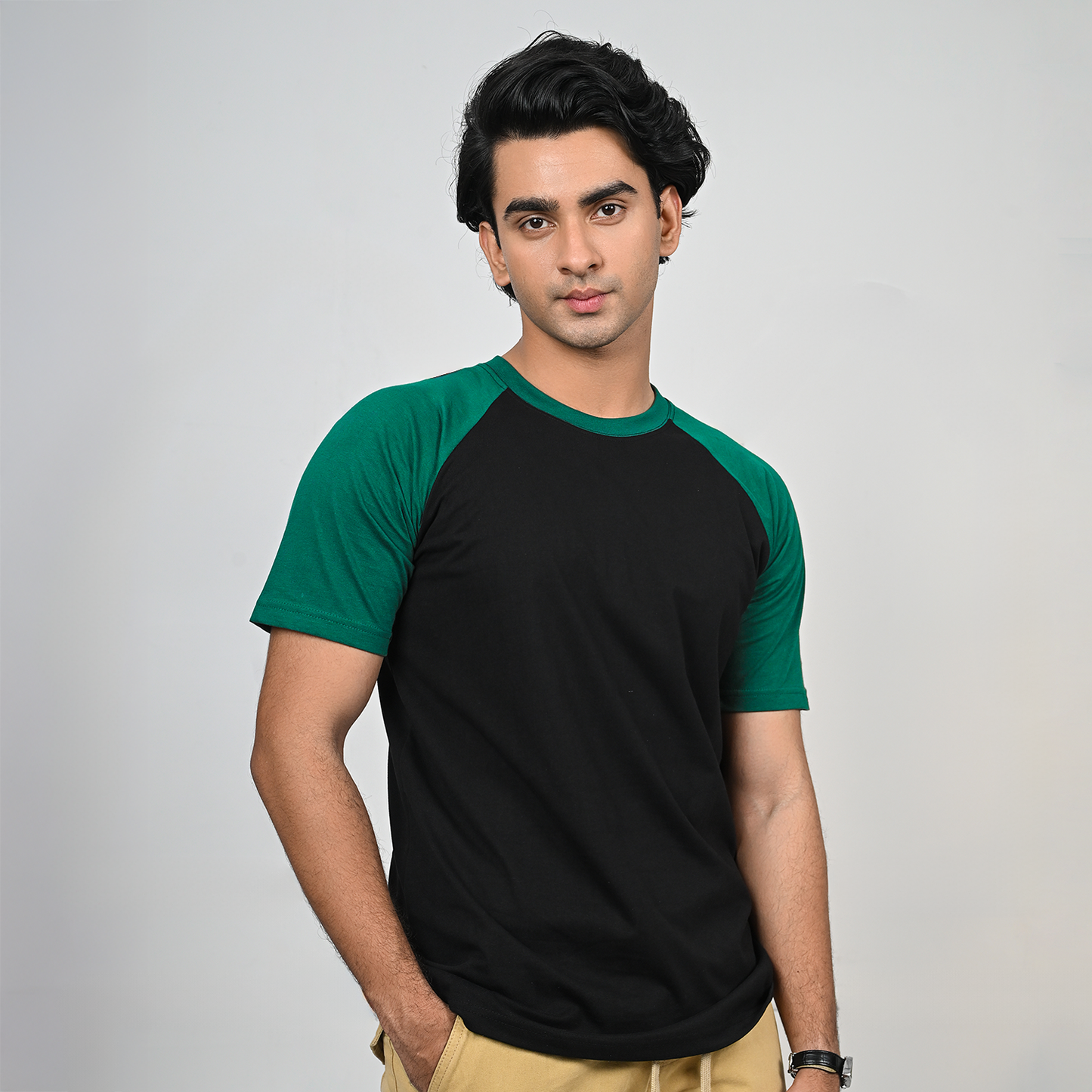 Raglan Half Sleeve Black & Green