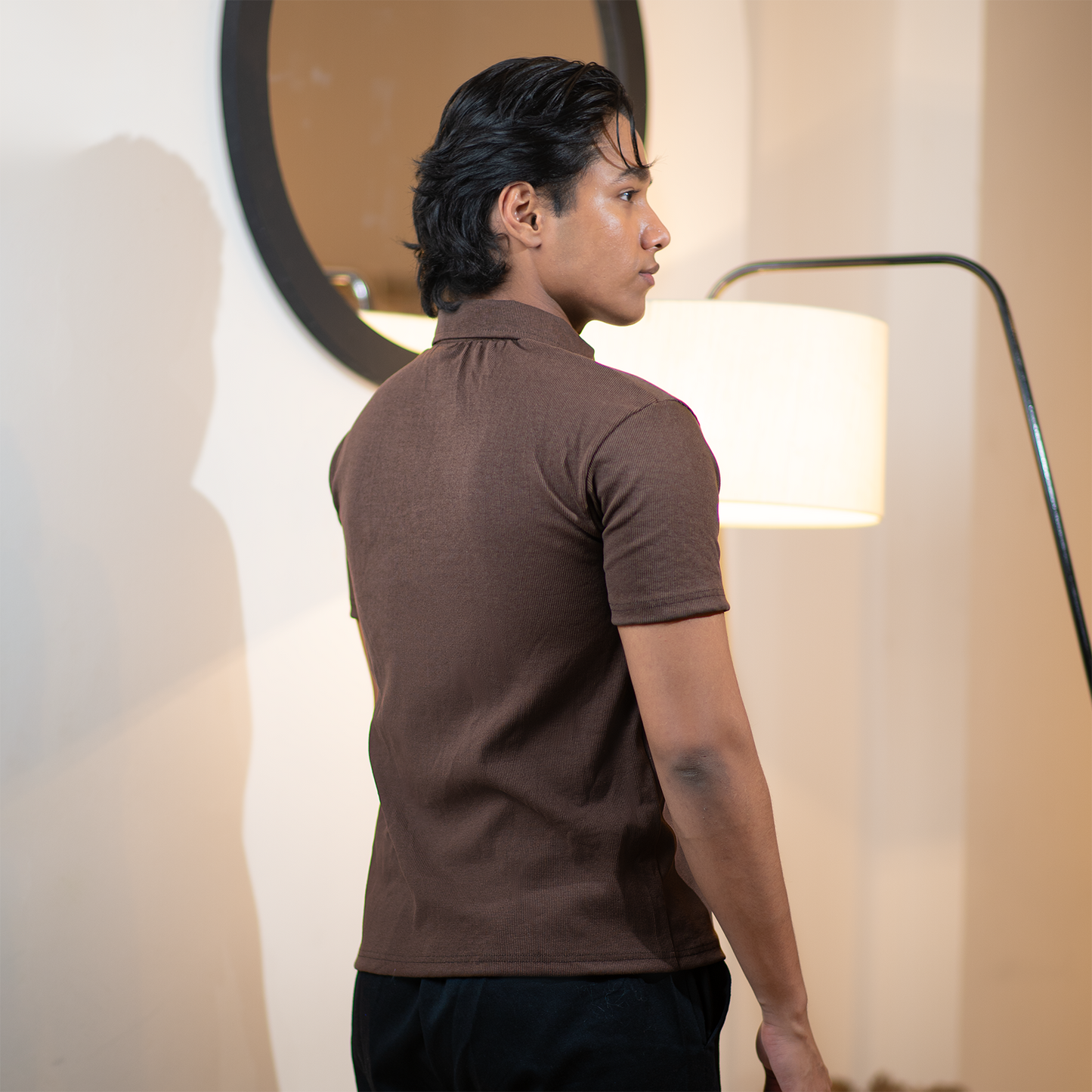 Ribbed Premium Polo | Mocha