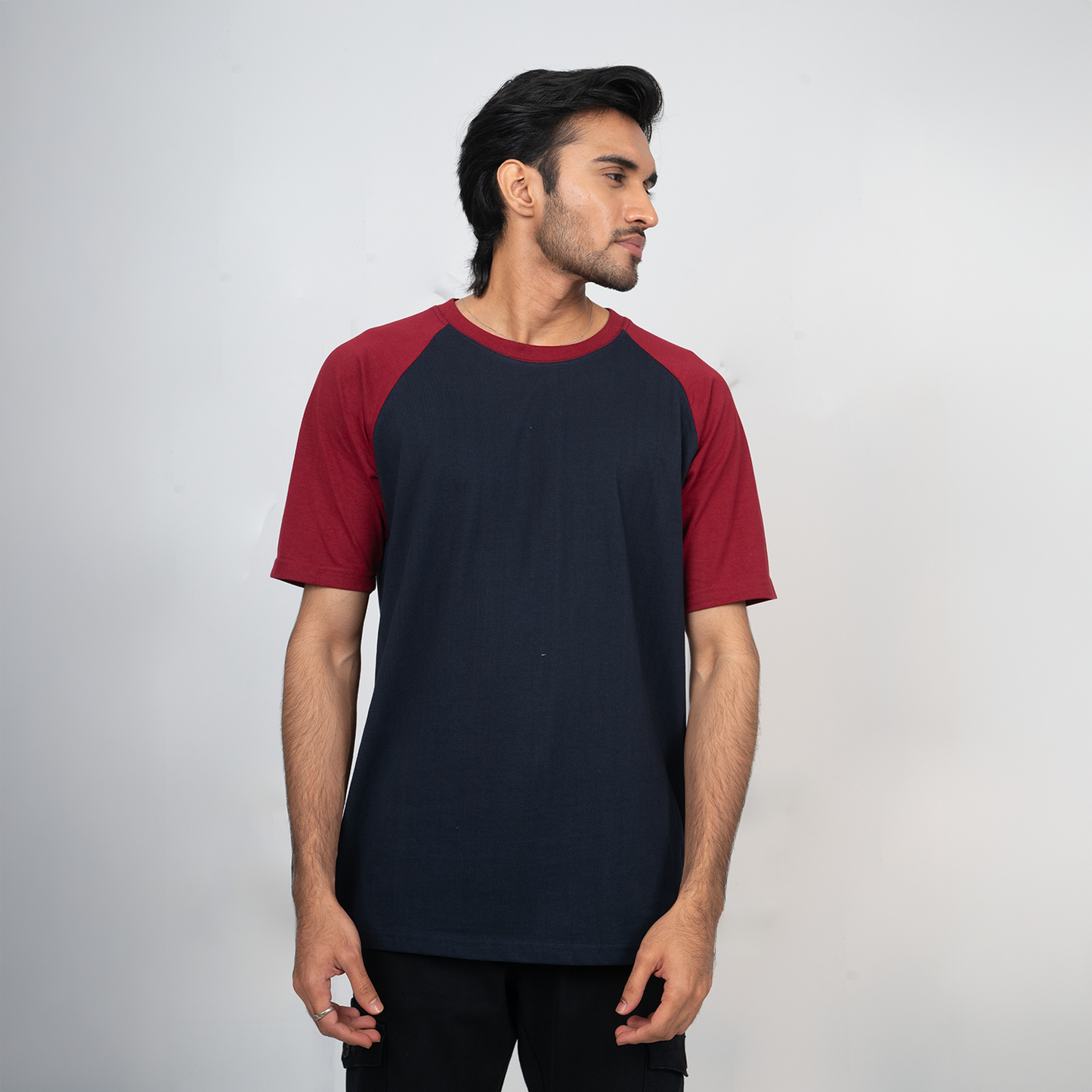 Raglan Half Sleeve Navy & Maroon