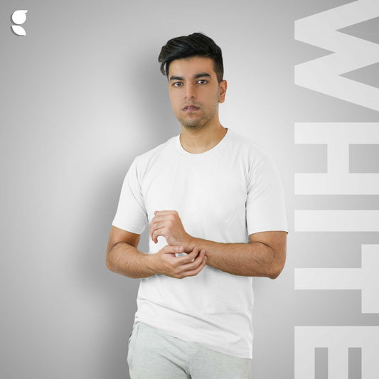 Round Neck Half Sleeve | White