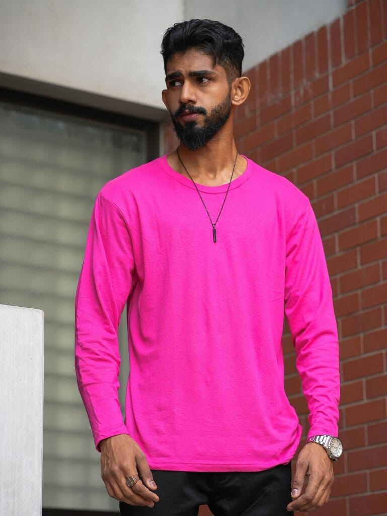 Round Neck Hot Pink Full Sleeve BasicX GoodyBro