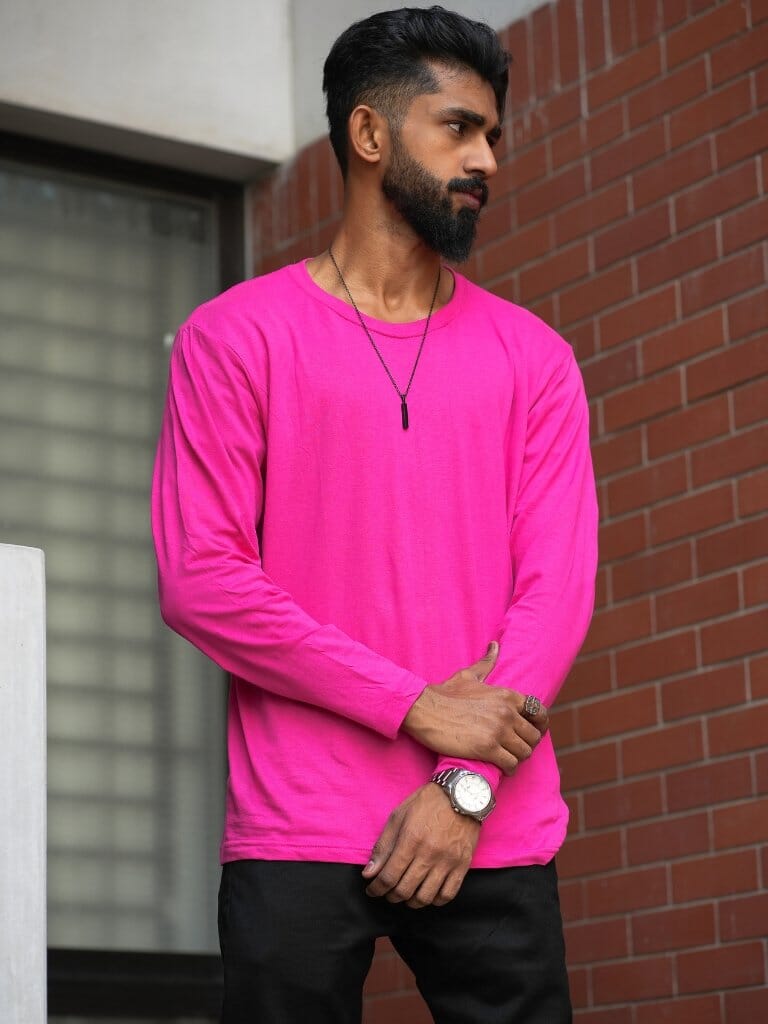 Round Neck Hot Pink Full Sleeve BasicX GoodyBro