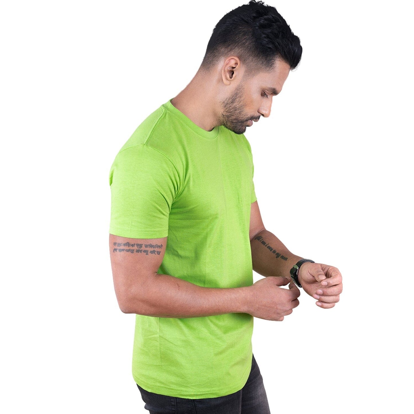 Round Neck Lime Half Sleeve Grabs GoodyBro