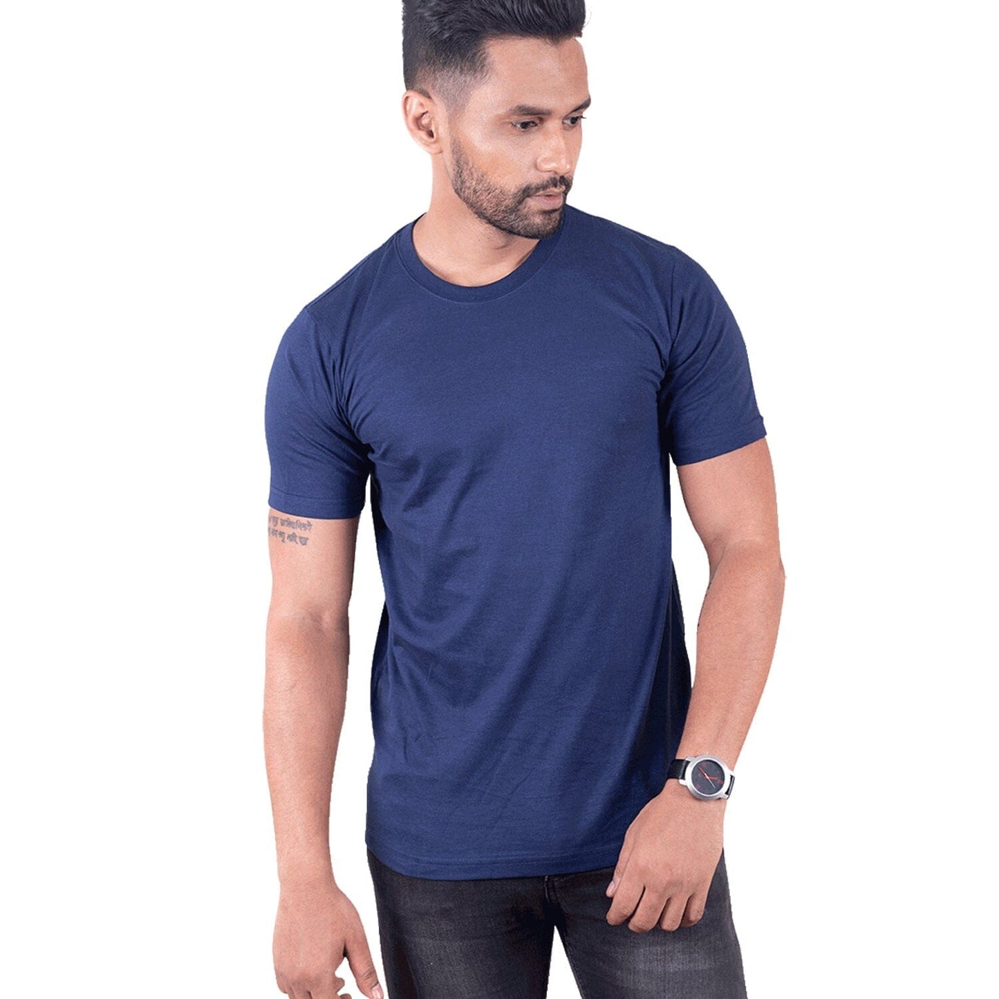 Round Neck Navy Blue Half Sleeve Grabs GoodyBro