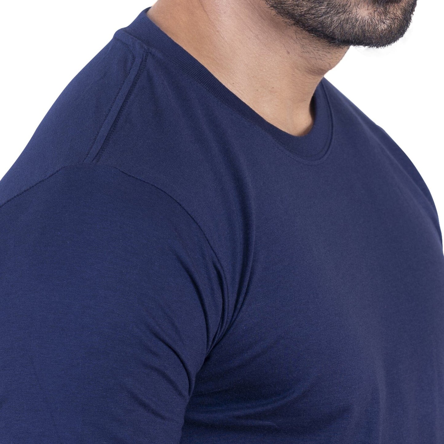 Round Neck Navy Blue Half Sleeve Grabs GoodyBro