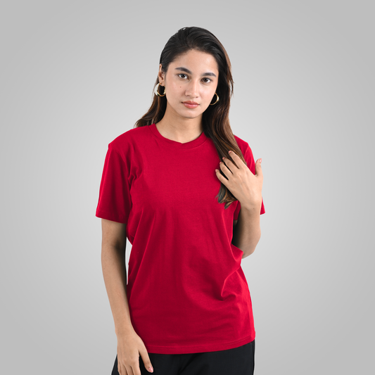 Round Neck Half Sleeve | Red