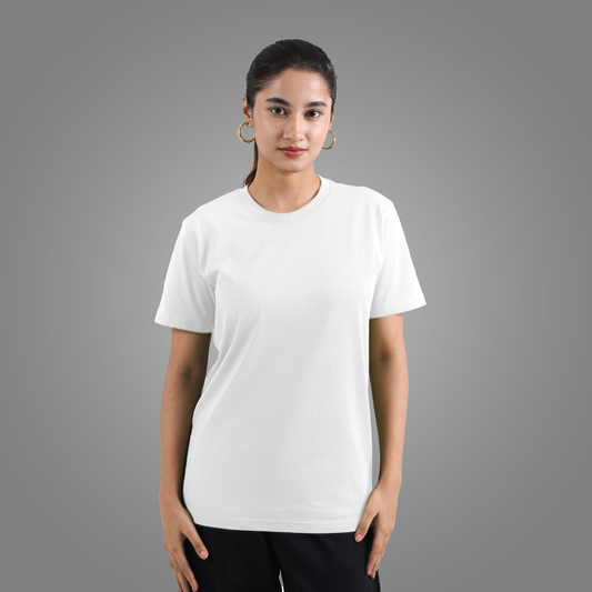 Round Neck Half Sleeve | White