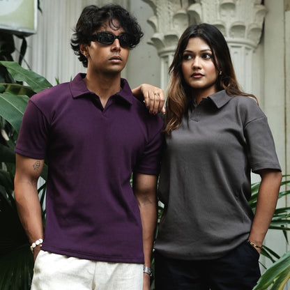 Ribbed Premium Polo | Dark Purple