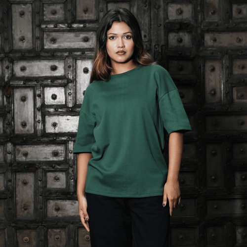 Ribbed Drop Shoulder Light Smooth | Green