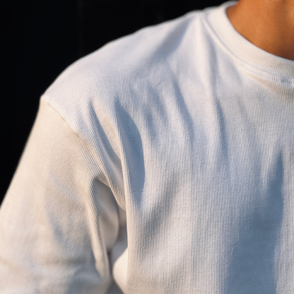 Ribbed Premium Drop Shoulder | White