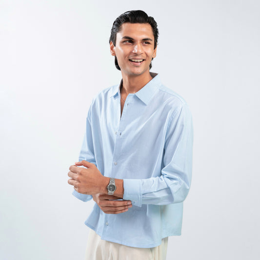 Boxy Fit Shirt । Powder blue