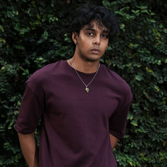Ribbed Drop Shoulder Light Smooth | Burgundy