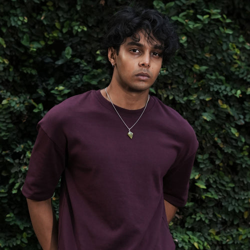 Ribbed Drop Shoulder Light Smooth | Burgundy