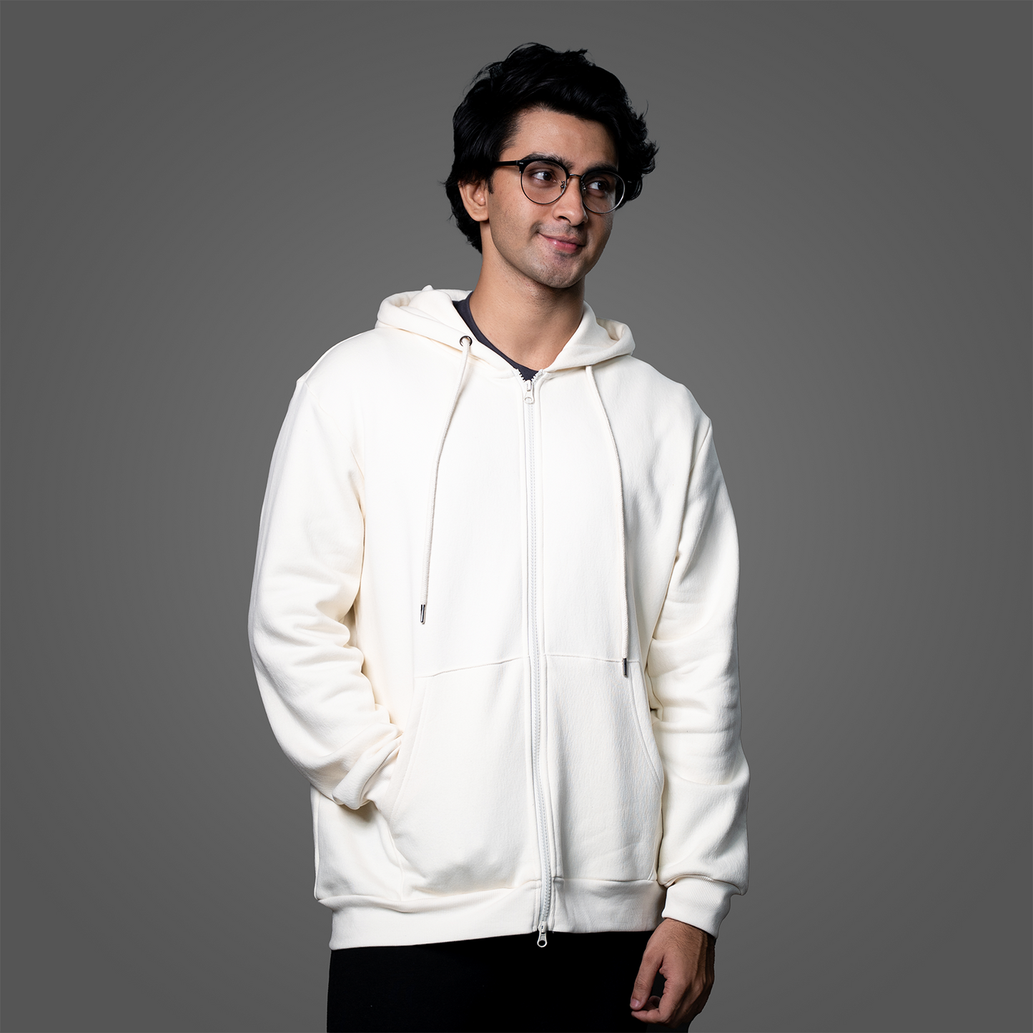 Zip Hoodie     Cream