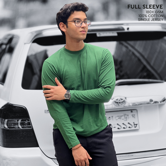 Round Neck Green Full Sleeve