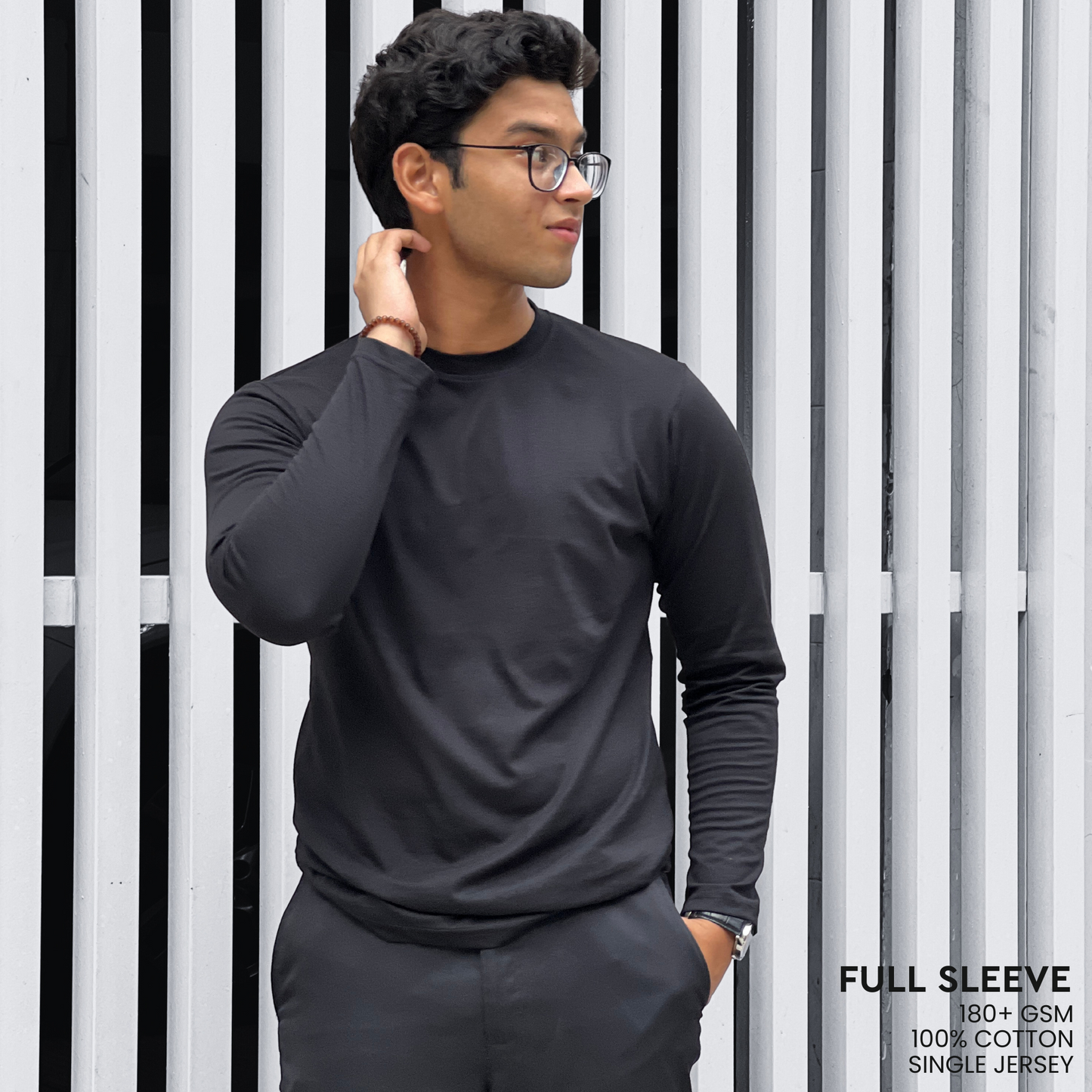 Round Neck Black Full Sleeve