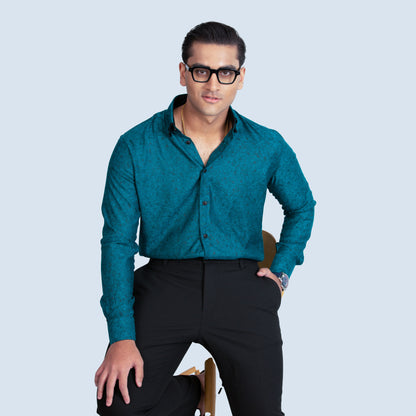 Mens Semi Formal Shirt | Floral Green