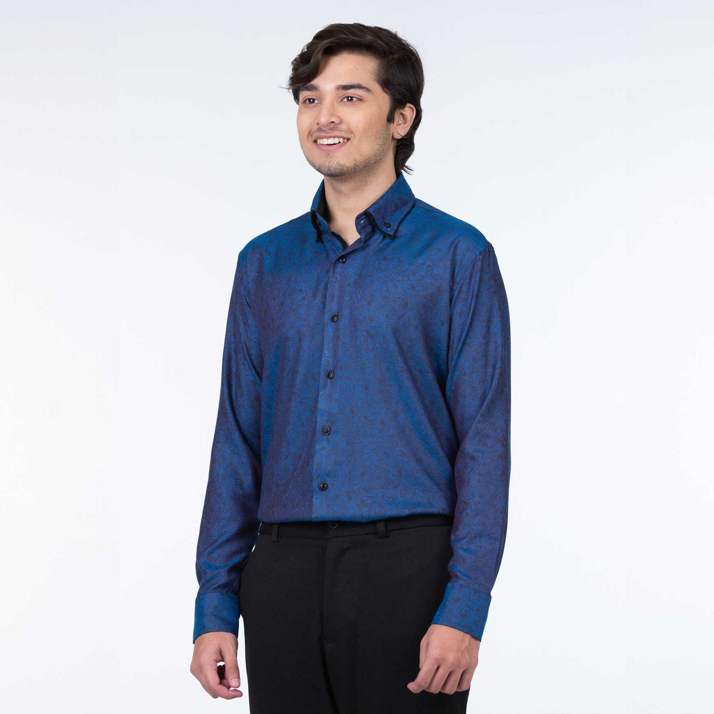 Mens Semi Formal Shirt | Floral Blue