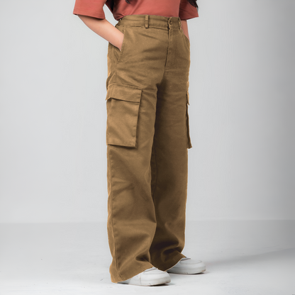 Wide Legged Cargo Pant | Brown