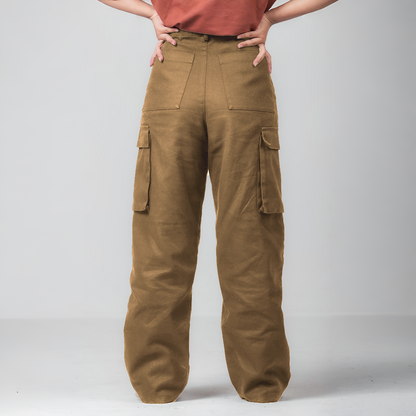 Wide Legged Cargo Pant | Brown