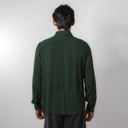 Viscose Boxy Fit shirt । Bottle Green