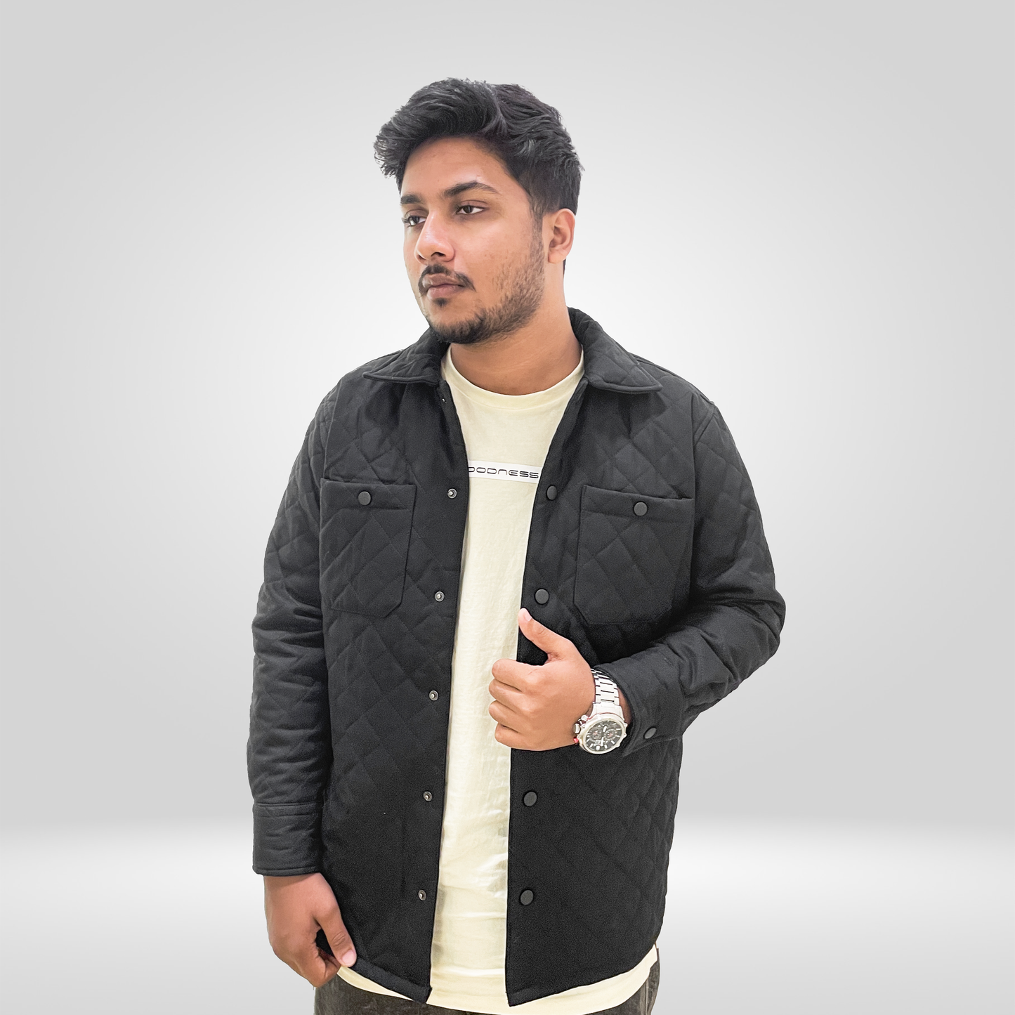 Quilted Overshirt | Black