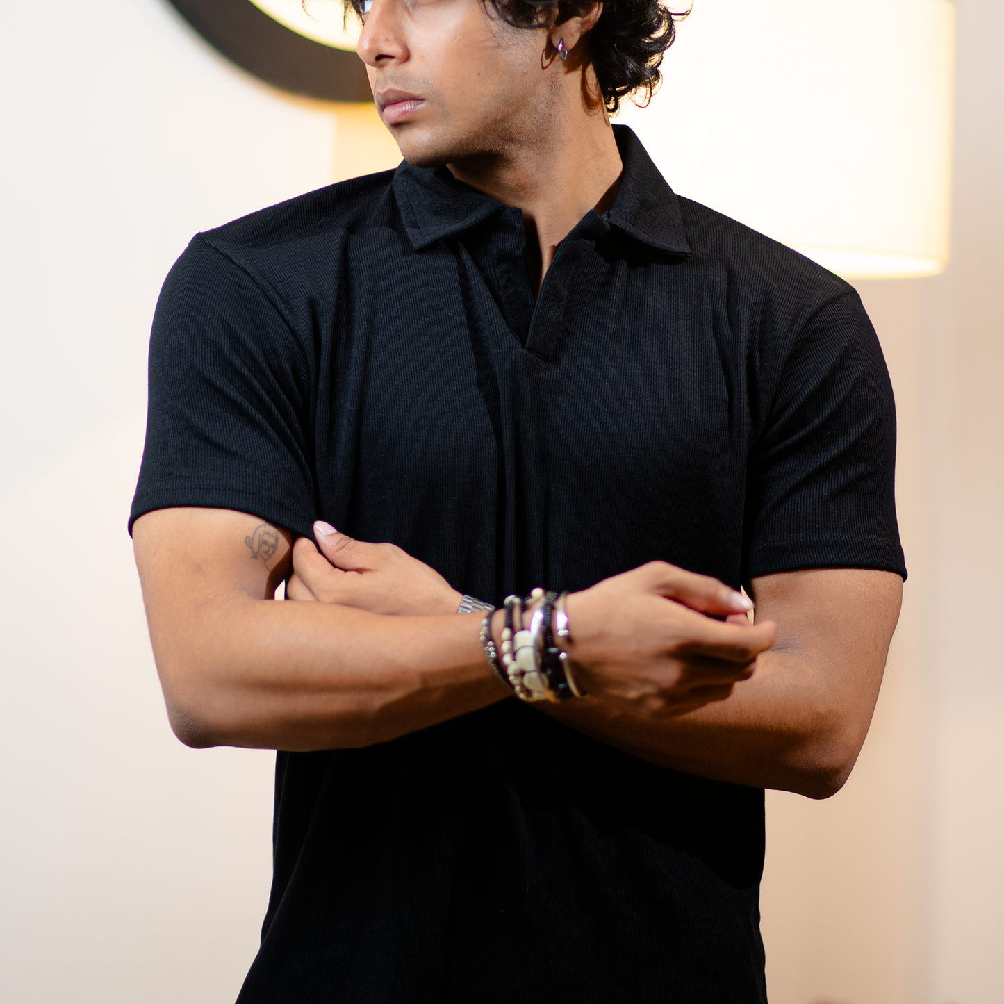 Ribbed Premium Polo    Black
