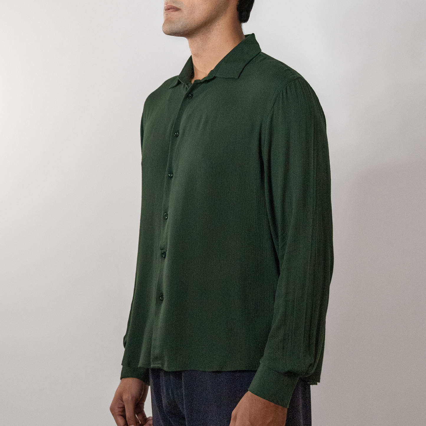 Viscose Boxy Fit shirt । Bottle Green