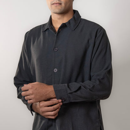Solid Boxy Fit shirt । Charcoal Grey