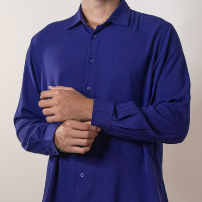 Viscose Boxy Fit shirt । Royal Blue